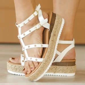 Studded Wedge Strapy Sandals